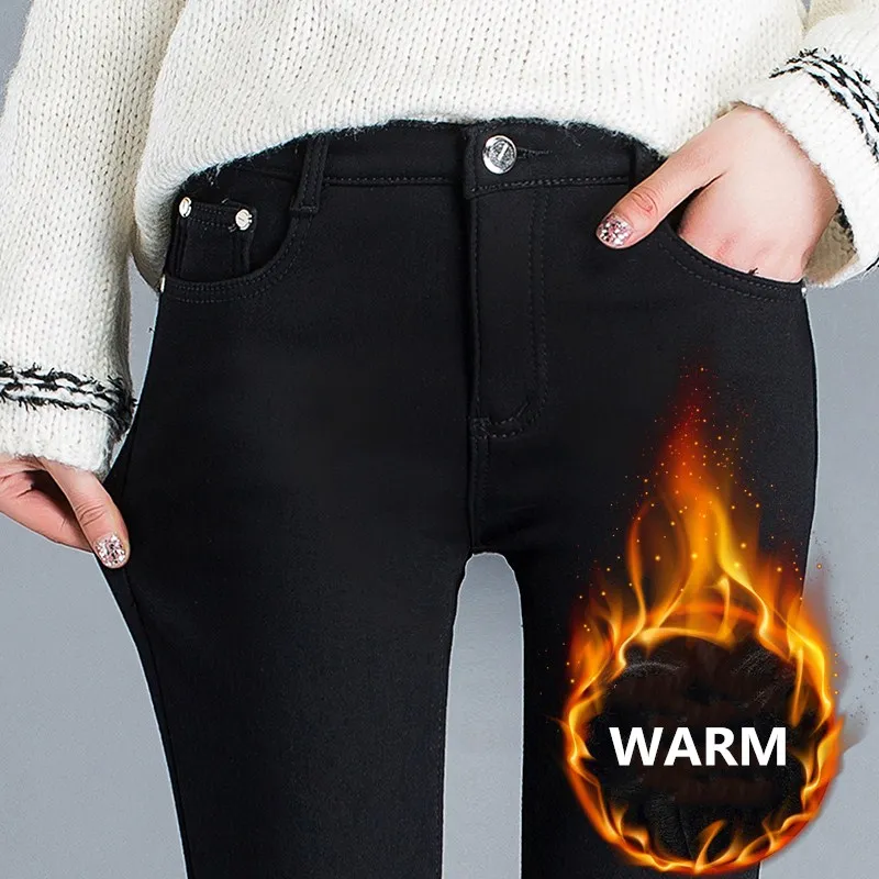 WKOUD размера плюс зимние теплые леггинсы для женщин обтягивающие Волшебные брюки высокие Стрейчевые черные брюки плотные флисовые леггинсы P8610