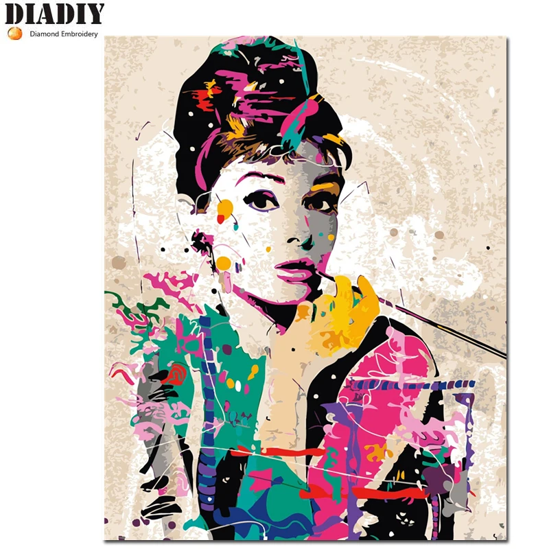 Ful round Diamond Embroidery 5D DIY Diamond Painting Audrey Hepburn