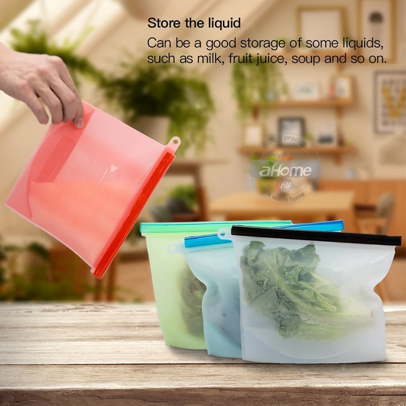 Силиконовая герметизация пищевых продуктов сумка для хранения многоразовый холодильник свежие хранения сумки силиконовые Фрукты Мясо Ziplock кухонный Органайзер