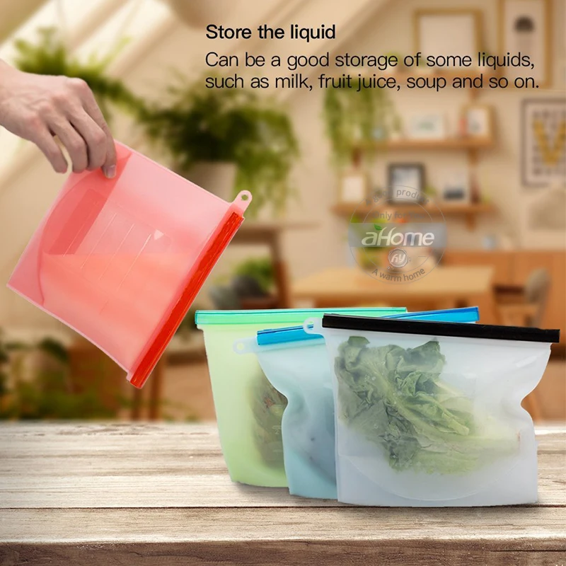 

Silicone Food Sealing Storage Bag Reusable Refrigerator Fresh Keeping Bags Silicone Fruit Meat Ziplock Kitchen Organizer
