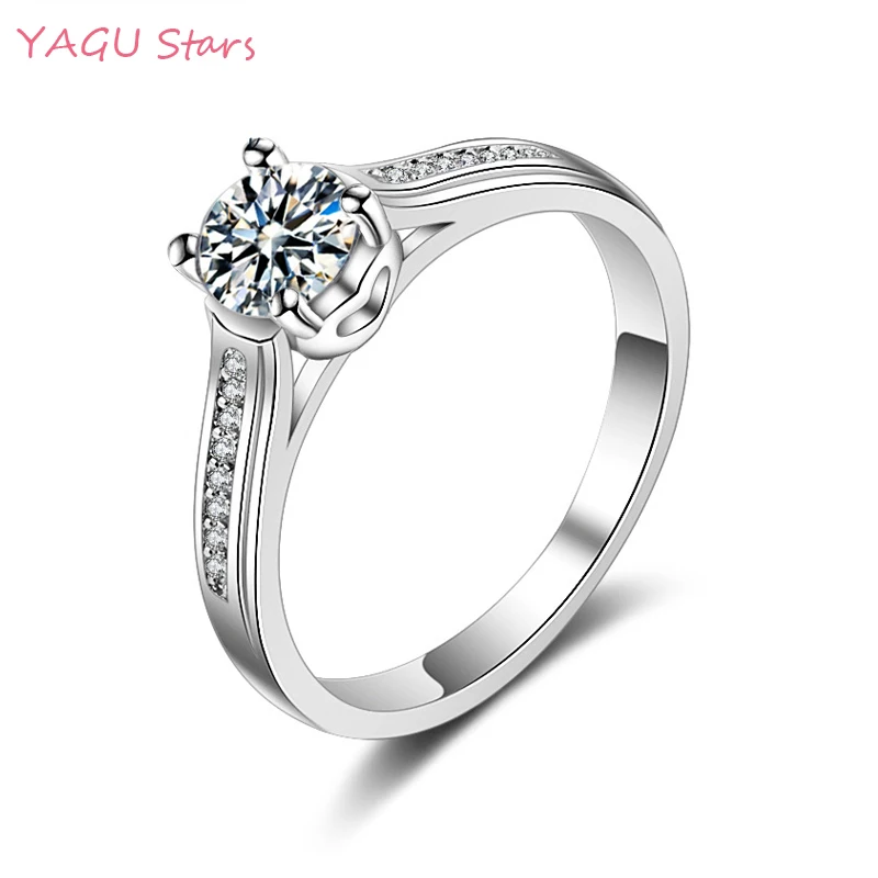 

Fashion 925 Sterling Silver Wedding Rings for Women Sparkling Zircon CZ Solitaire Ring Engagement Finger Jewelry YU014