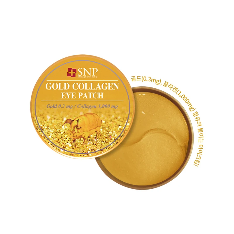 SNP Gold Collagen Eye Patch 60 PCS 0.3mg Gold 1000mg Hydrolyzed Collagen Plant Extract Moisturizing Anti Wrinkle Eye Masks