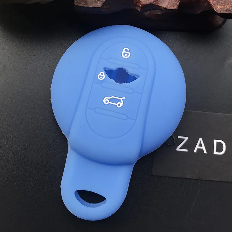 ZAD силиконовые чехлы для ключей автомобиля комплект fob мешок чашки Подходит для BMW MINI Cooper f55 f56 3 кнопки - Название цвета: light blue
