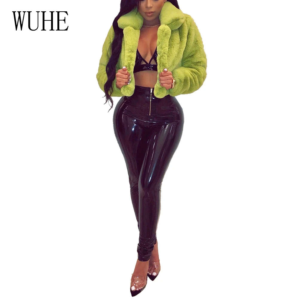 

WUHE Autumn Winter Loose Faux Fur Cardigan Short Jacket Fluffy Coat Femme Elegant Vintage Jackets Outwear Casacos Feminino