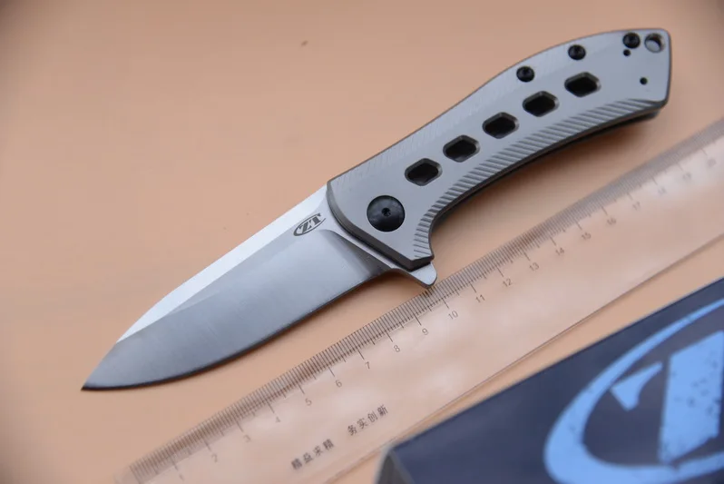 

JUFULE custom ZT0801 BRZ ball bearing Folding D2 Blade Titanium handle Camping Hunting Survival Kitchen Outdoors EDC Tools Knife