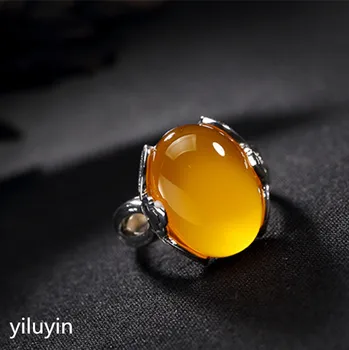 

KJJEAXCMY boutique jewelry S925 Sterling Silver Topaz marrow agate opens a new ring of Thai silver.