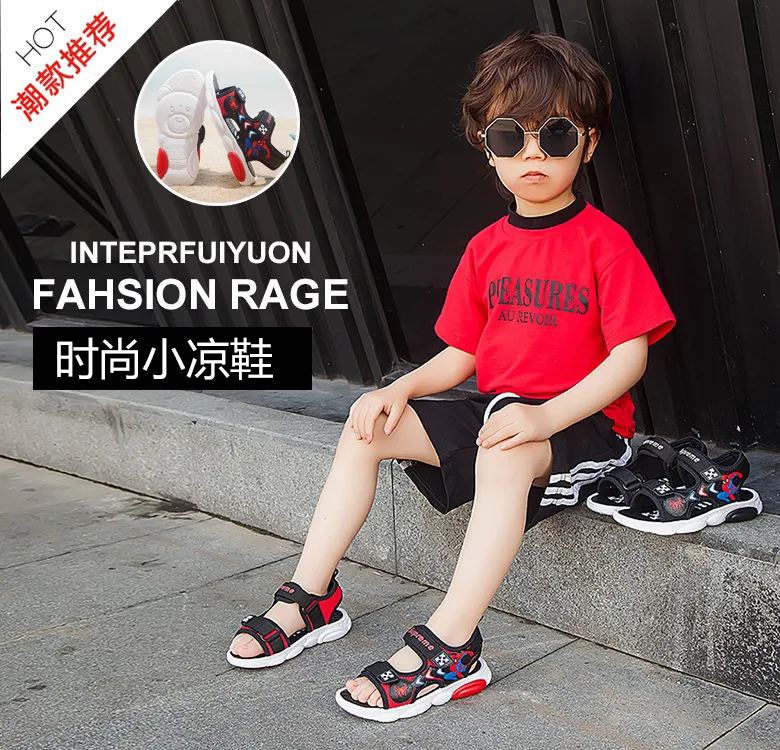 ZYJ Kids Spiderman Summer Sandals Garden Boys Girls Cartoon Bear Spider Man Shoes Sport Anti Slip Baby Beach Sandal Shoes (1)