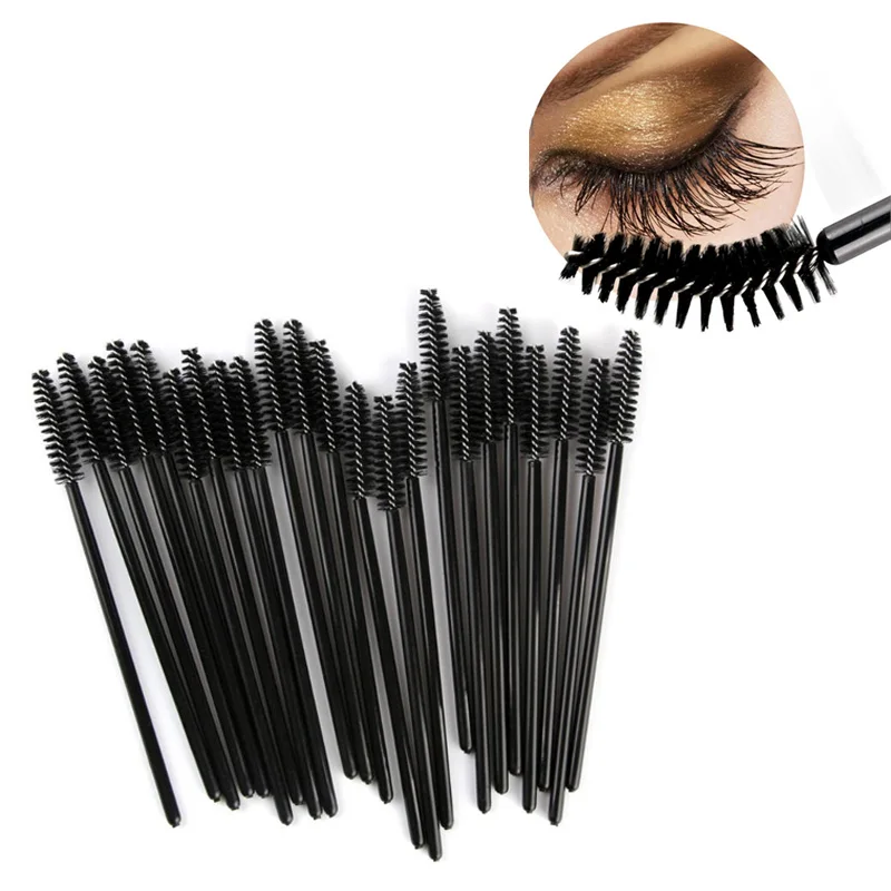 50Pcs/pack Black Disposable Eyelash Brush Mascara Wands Applicator Wand