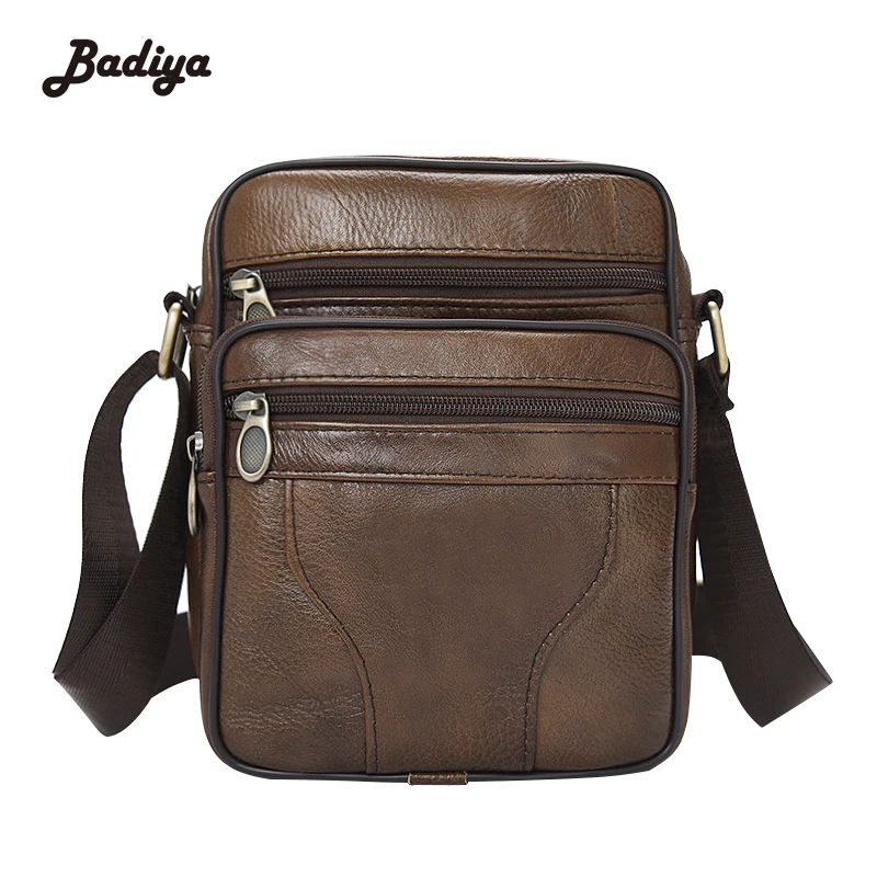  Brand Designer Brown Bag Men Handbags Leather Genuine Cowhide Vintage Male Messenger Bags Business  - 32707040909