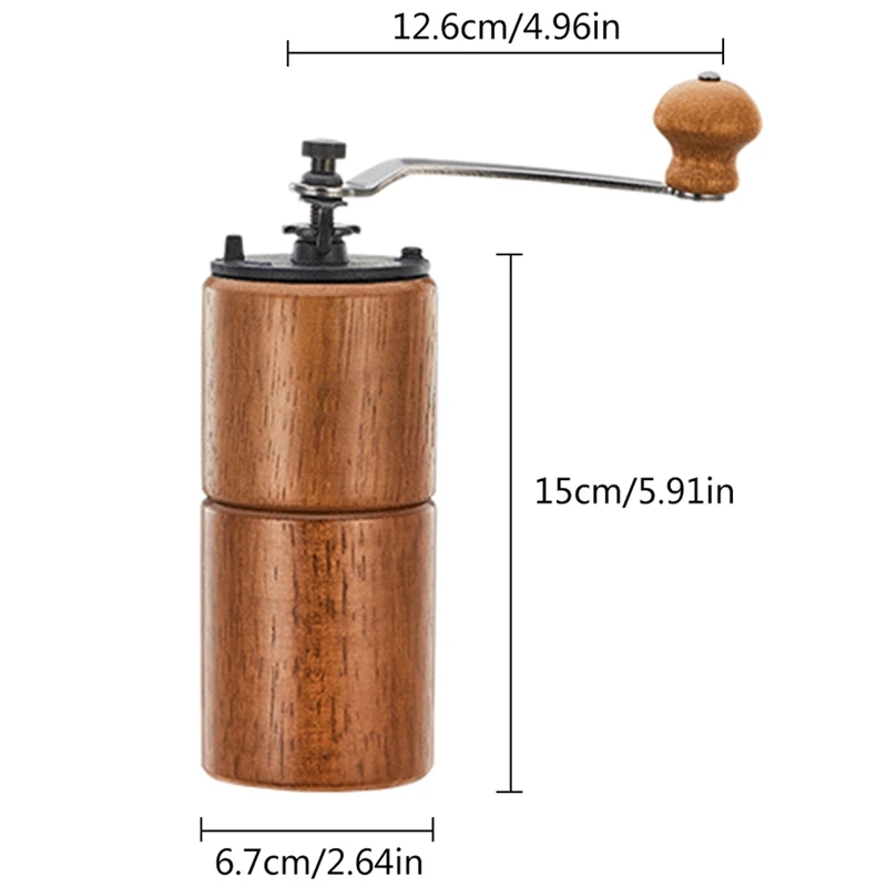  1Pcs Mini Manual Adjustable Coffee Bean Grinder Manual Coffee Grinder Wooden Household Kitchen Mini