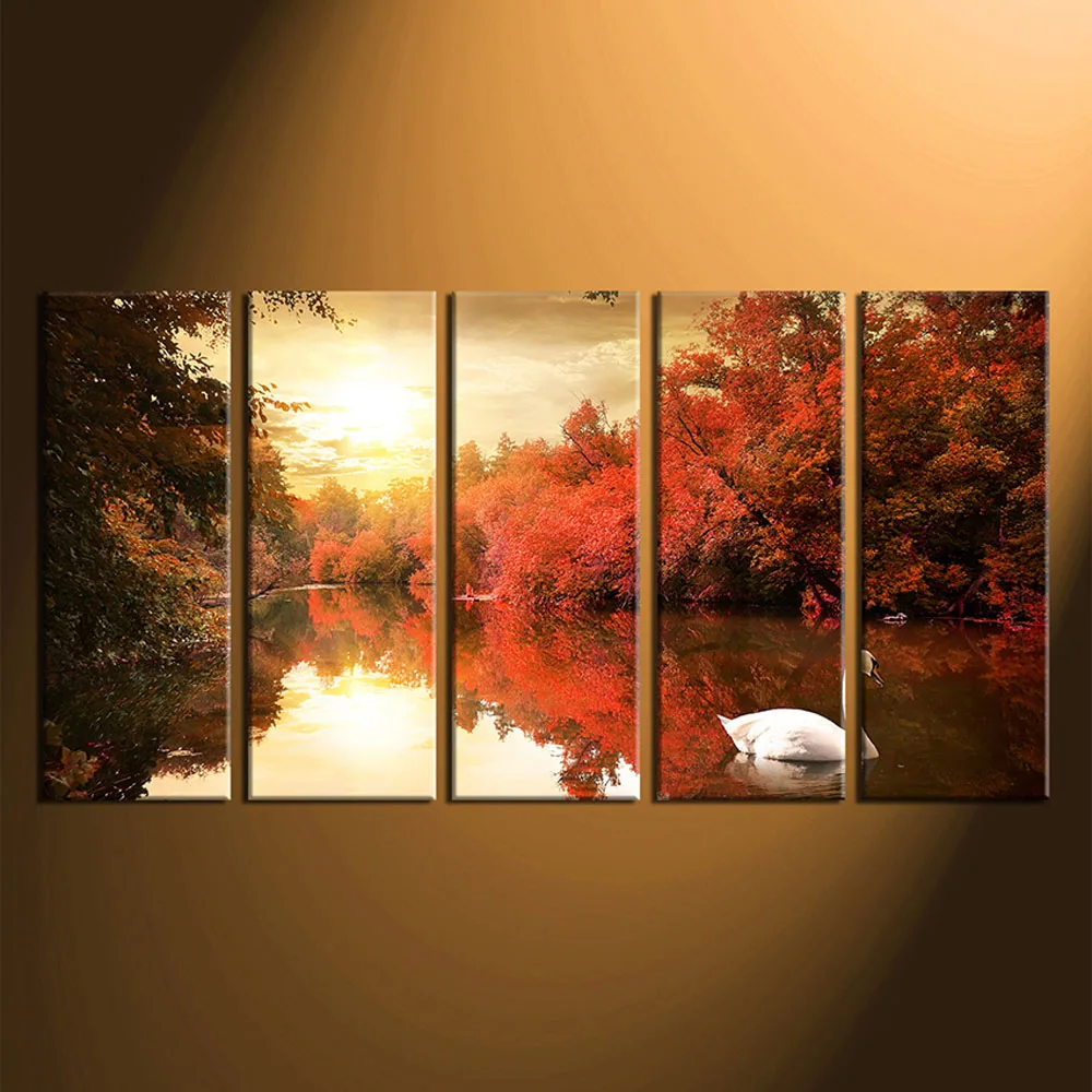 5_Piece_Canvas_Print_Orange_Scenery_Canvas_Photography_Scenery_Canvas_Wall_Decor_Nature_Artwork_Swan_Multi_Panel_Canvas_1__34886.1492755888.1280.1280