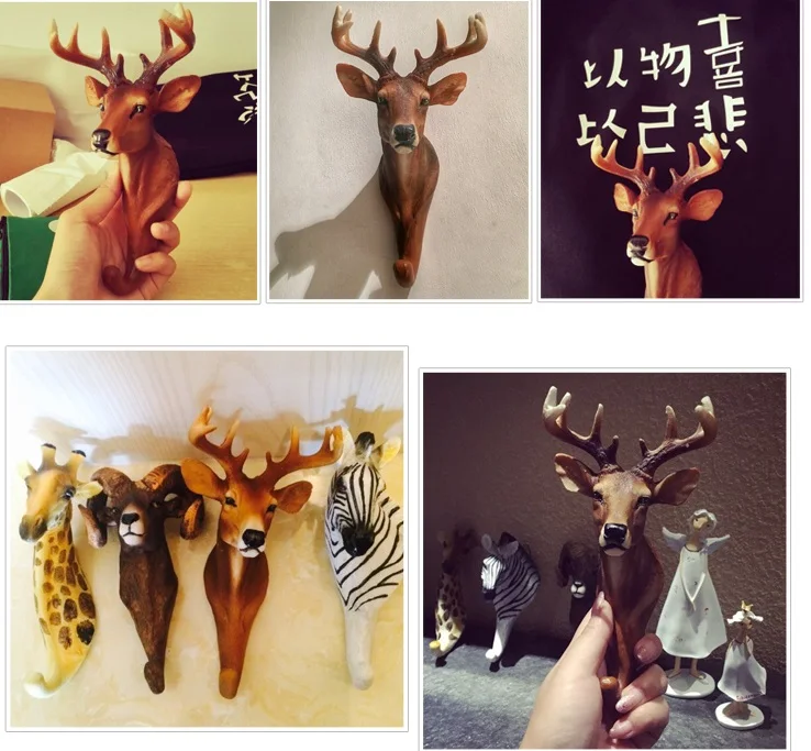 Creative 3D Wall Hangers Decoration Animal Door Hooks Decorative Coat Hooks Resin Hooks Deer Rhino Elephant Giraffe Horse Decors (5)