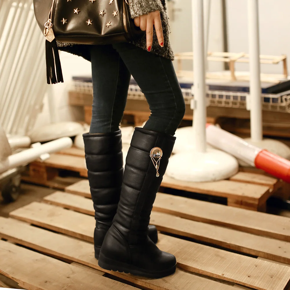 Qzyerai зима до колена теплые зимние сапоги модные женские ботинки, противоскользящая обувь водонепроницаемая женская обувь четыре цвета