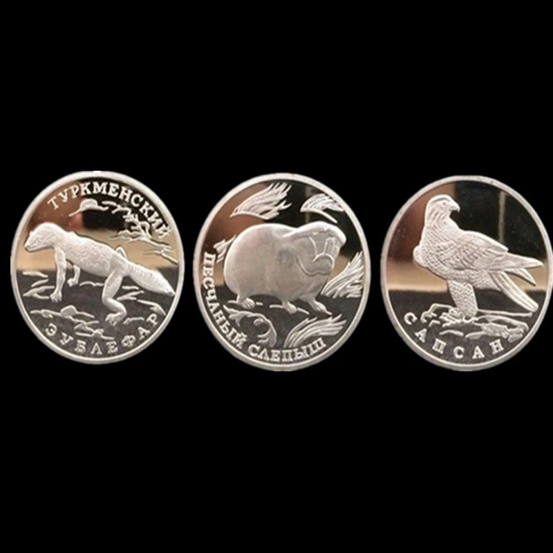 

3 pcs Randomly Year of Soviet Union redbook Wildlife animal silver plated coins 32 mm metal collecting russian coins