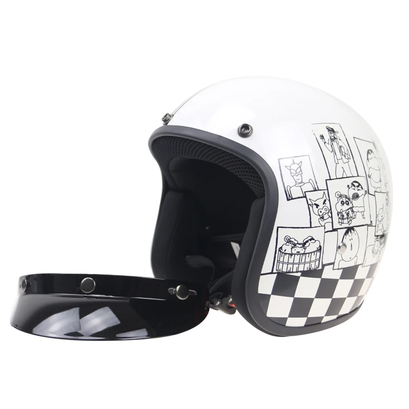 Стекловолоконный светильник в виде ракушки, дизайн коробки, мотоциклетный шлем 3/4, японский стиль, винтажный мотоциклетный шлем в горошек, одобрено JIS - Цвет: same as photo
