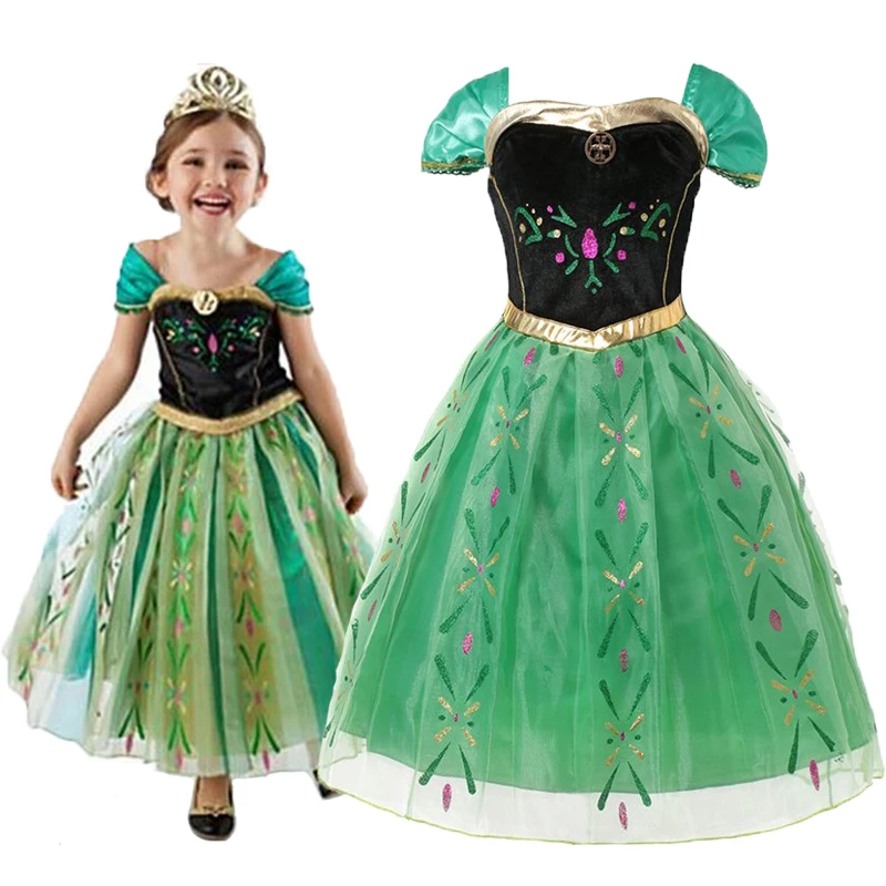 Платье для девочек; Рождественский карнавальный костюм Анны и Эльзы; платья принцессы для девочек на день рождения; одежда Снежной