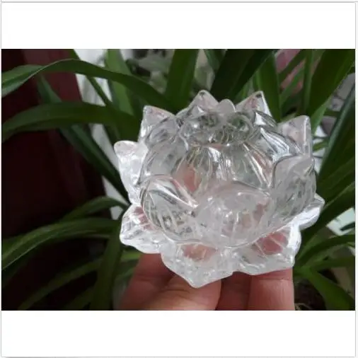 

67 мм ручная резка, прозрачный натуральный кварцевый кристалл, цветок лотоса, фотография