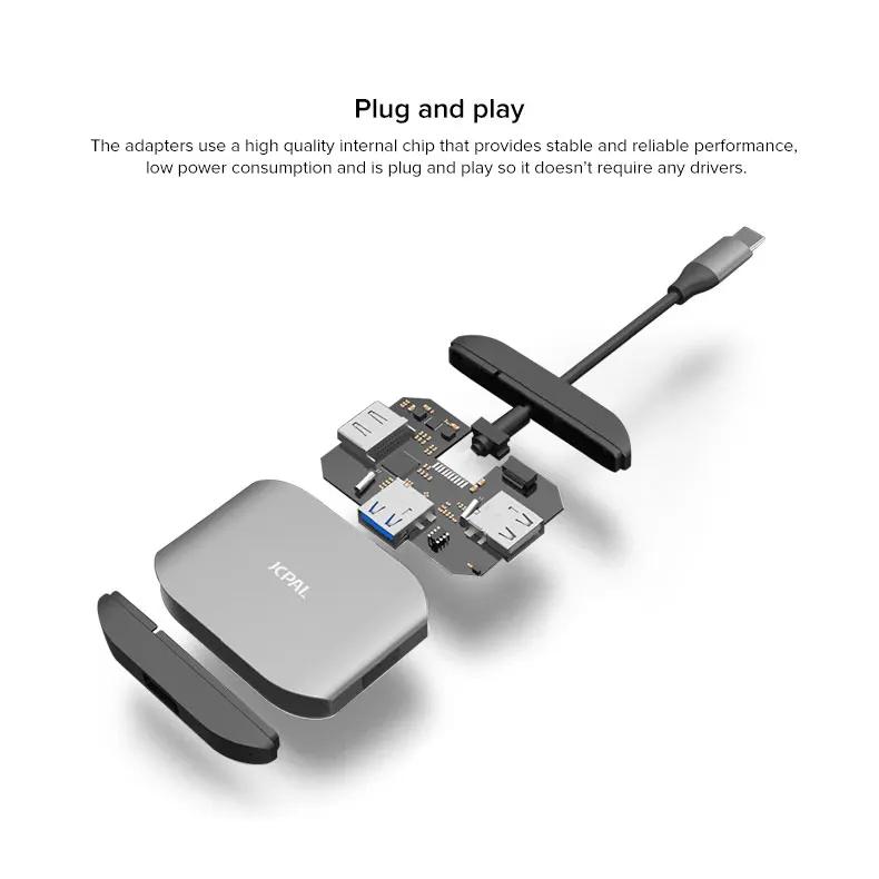 JCPAL USB C VGA и 2 порта адаптер с 1 портом 3 0 сплиттер переключатель Type 1920*1200