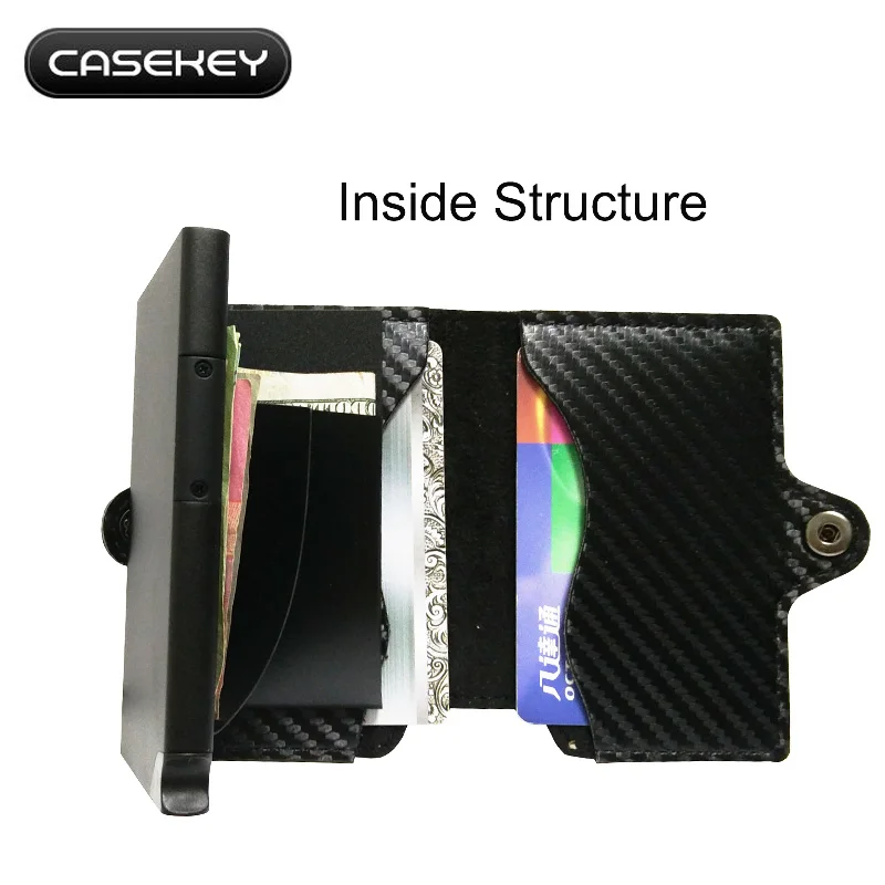2019 CaseKey мужской бумажник из углеродного волокна с отделением для монет и RFID