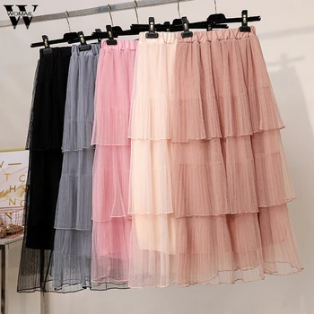 

Womail Skirt Women Summer Cake Cute Short Skirt High Waist Medium Long Pleated Skirt Beach Skirt fashion NEW 2020 A1