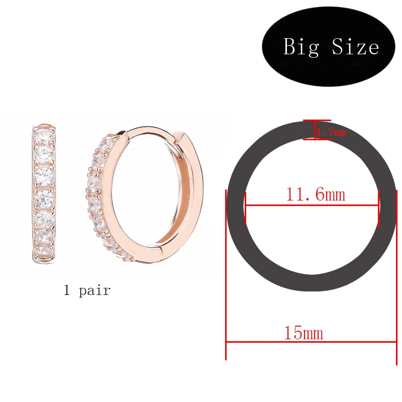 Slovecabin 925 Sterling Silver Gold Hoop Earrings For Women Accessories Round Huggies Pin Big Circle Ear Ring Small Clip Jewelry - Окраска металла: Big Rose Gold