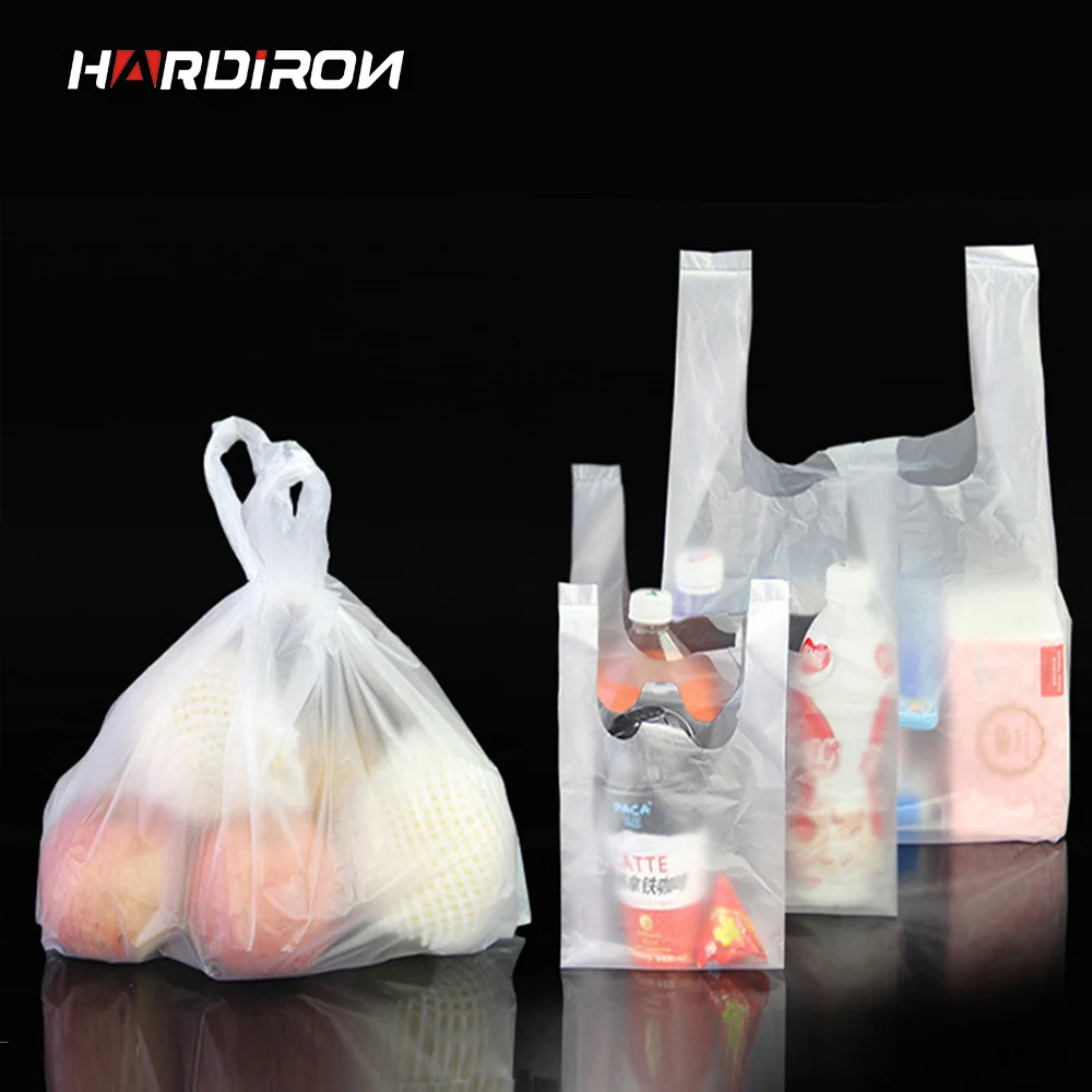 0.03mm Clear plastic fruit taker bags Plastic pouches with handle packaging food vest pouches ...