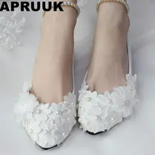 Большие размеры белый кружевной цветок Свадебный Женская Свадебная обувь эластичные плетеные бретельки женские белые кружевные вечерние туфли