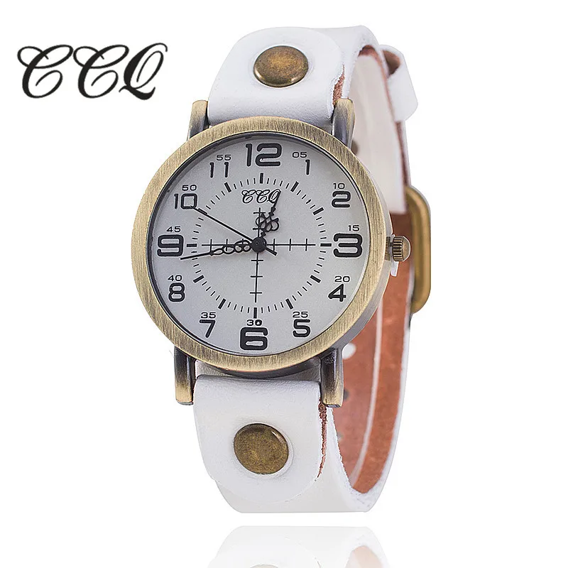 CCQ винтажные часы-браслет из коровьей кожи женские наручные часы повседневные Роскошные Кварцевые часы Relogio Feminino 1821