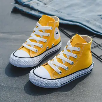 

Kids shoes for girl children canvas shoes boys sneakers 2019 Spring autumn girls shoes White High Solid fashion Children shoes
