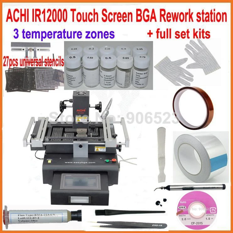 

2016 New ACHI IR12000 BGA rework station 3 temperature zone 20 reballing kits for laptop game consoles xbox ps3 repair