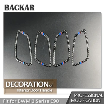 

BACKAR Auto Car Styling 3D Carbon Fiber Sticker For BMW 3 Series E90 E92 M Sport Inner Door Handle Bowl Frame Covers Accessories