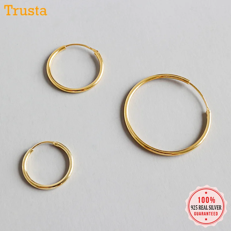 

Trustdavis 100% 925 Solid Sterling Silver Gold Unique Shaped Piercing Huggie Hoop Earring For Women Girl Lady Fine Jewelry DA102