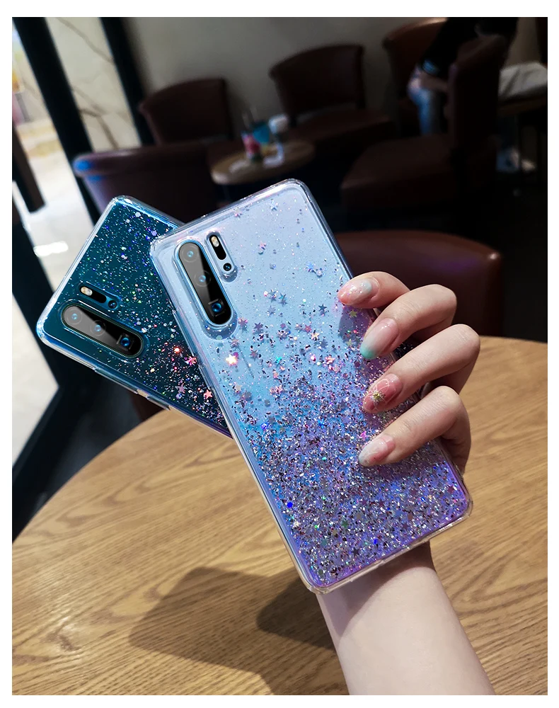 Bling Glitter Case for Huawei P20 Lite P30 Silicon Crystal Sequins Soft Cover for Huawei P30 Lite P20 Pro Transparent Phone Case