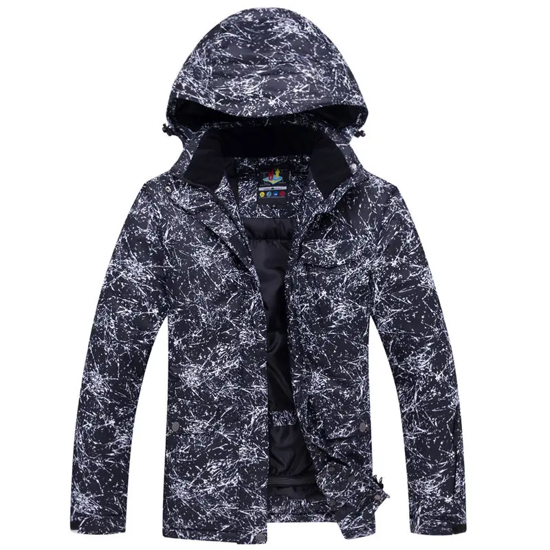 new 10K snowboard jackets winter male snow ski jacket skiing outdoor wear thick breathable waterproof windproof warm - Цвет: Черный