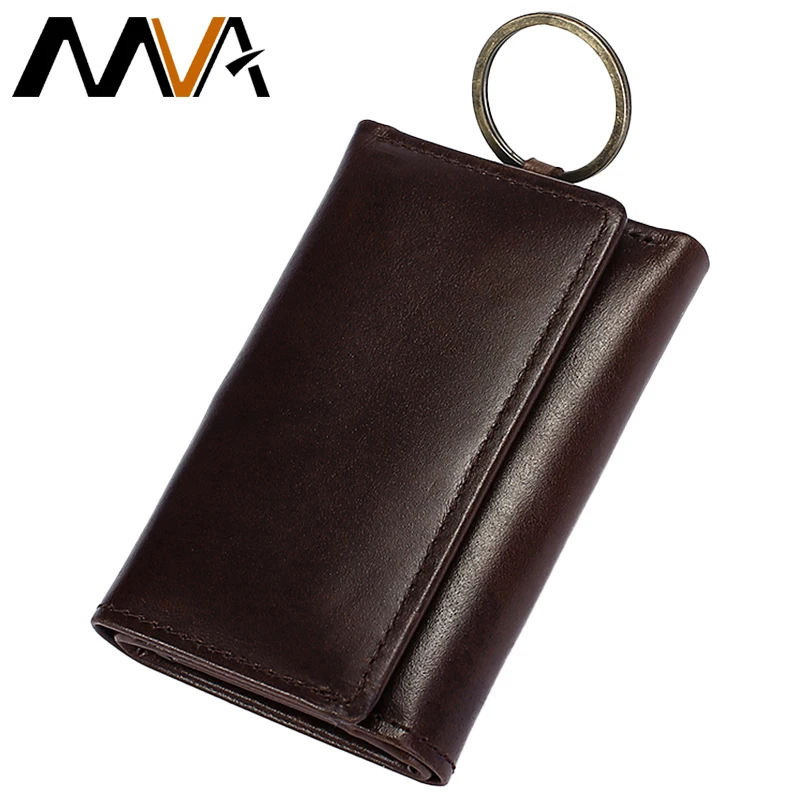 

Casual Genuine Leather Keychain Men Women Key Holder Organizer Pouch Car Keys Bag Wallet Housekeeper Key Case Mini Card Bag 8302