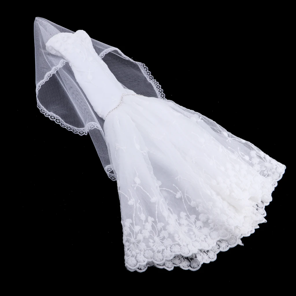 Dress + Veil/ Doll Party Dress Evening Gown Skirt Clothing Outfit Accessories For 1/3 BJD Dolls 60cm Girl Doll Dress