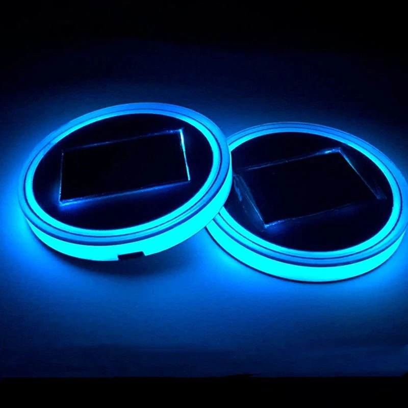

1Pc Solar Car Cup Holder With LED Light Bottom Mat Pad Cover Lamp Bottle Drinks Coaster Car Styling