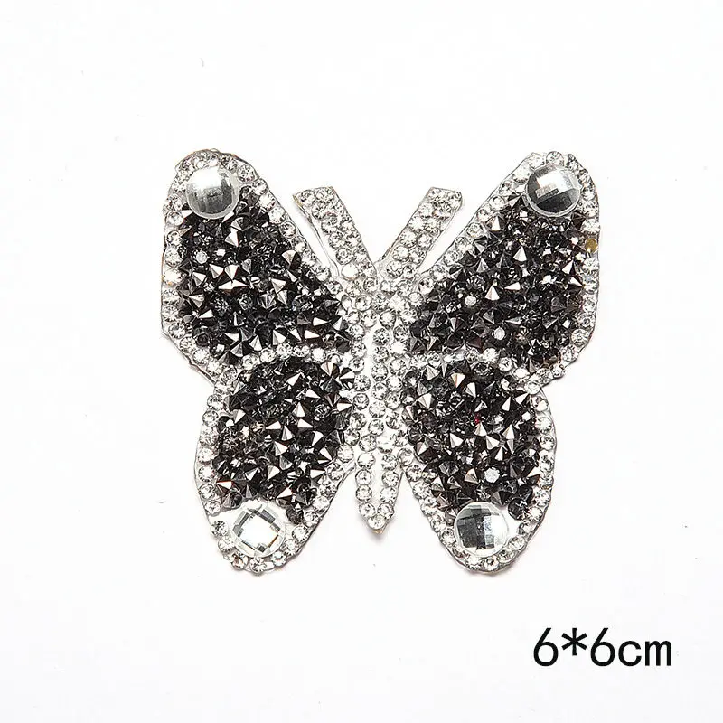 Блестящая вышивка бабочки пришить патчи для одежды Алмазные Стразы Черная Железная на палочке аппликация Джерси - Цвет: 3