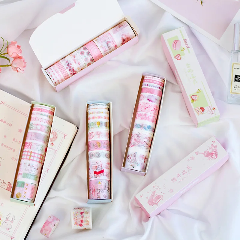 

10 sets/lot DIY Japanese Paper Decorative Adhesive Tape Everything is powder series Washi Tape/Masking Tape Stickers