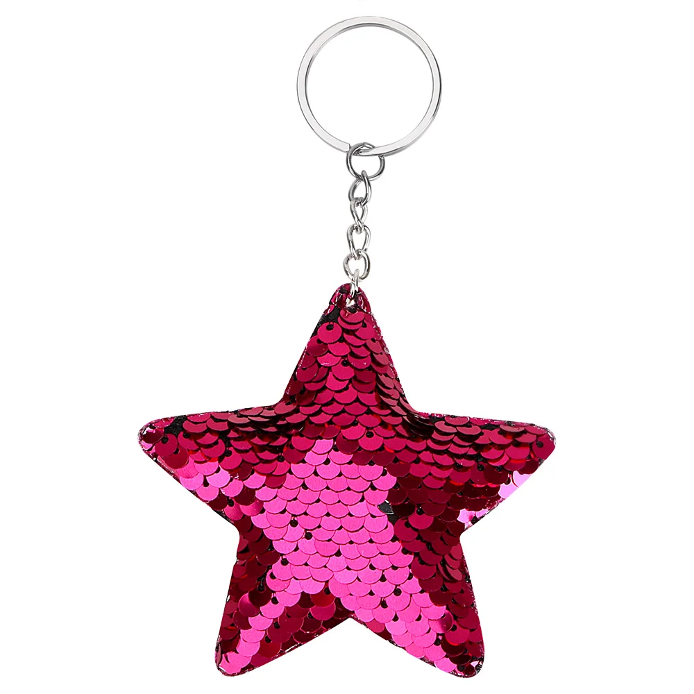 Cute Bag Accessories Star Sequin Key Chain Women Purse Pendant Glitter