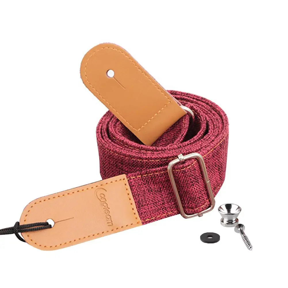 Longteam ремешок для укулеле из мягкого хлопкового волокна с кожаными наконечниками, наплечный ремень Гавайи, 4 струны, ремень для гитары - Цвет: Red