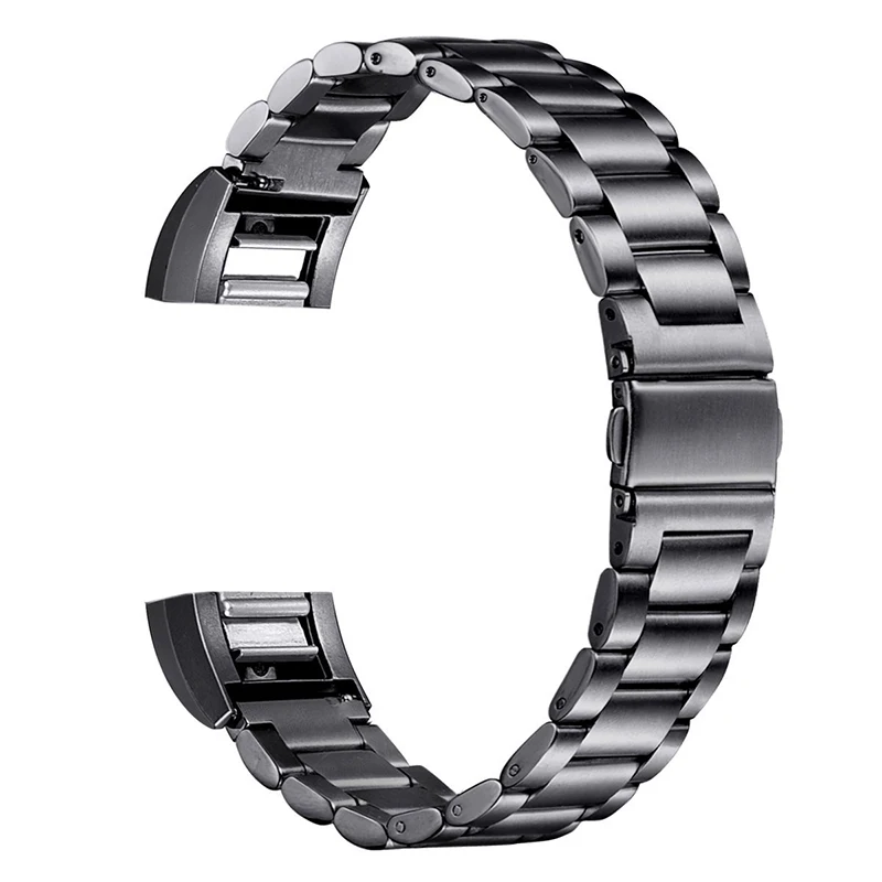 FOHUAS нержавеющая сталь сменный ремешок для fitbit charge 2 с безопасной металлической застежкой Пряжка спортивные браслеты серебро, черный