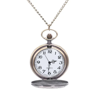 

Large bronze quartz pocket watch Large creative design hollow petal pocket watch
