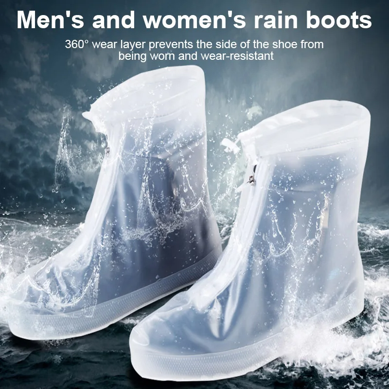 

1 Pair Unisex Waterproof Shoes Cover Lightweight Anti-slip Resuable Wear-resistance Overshoes WML99