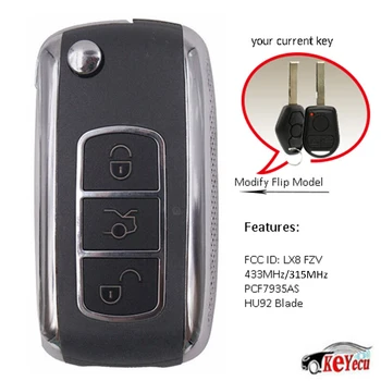 

KEYECU Replacement Upgraded Remote Car Key Fob 315/433MHz ID44 for BMW - EWS - 1995-2005 FCC ID: LX8 FZV HU92 Free Programming