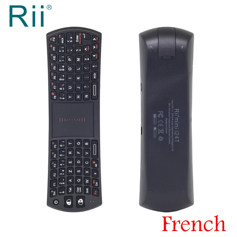 

[Free Shipping] Original Rii i24T Mini 2.4G Wireless French Keyboard+TouchPad Mouse for Andorid TV Box/IPTV/PC High Quality