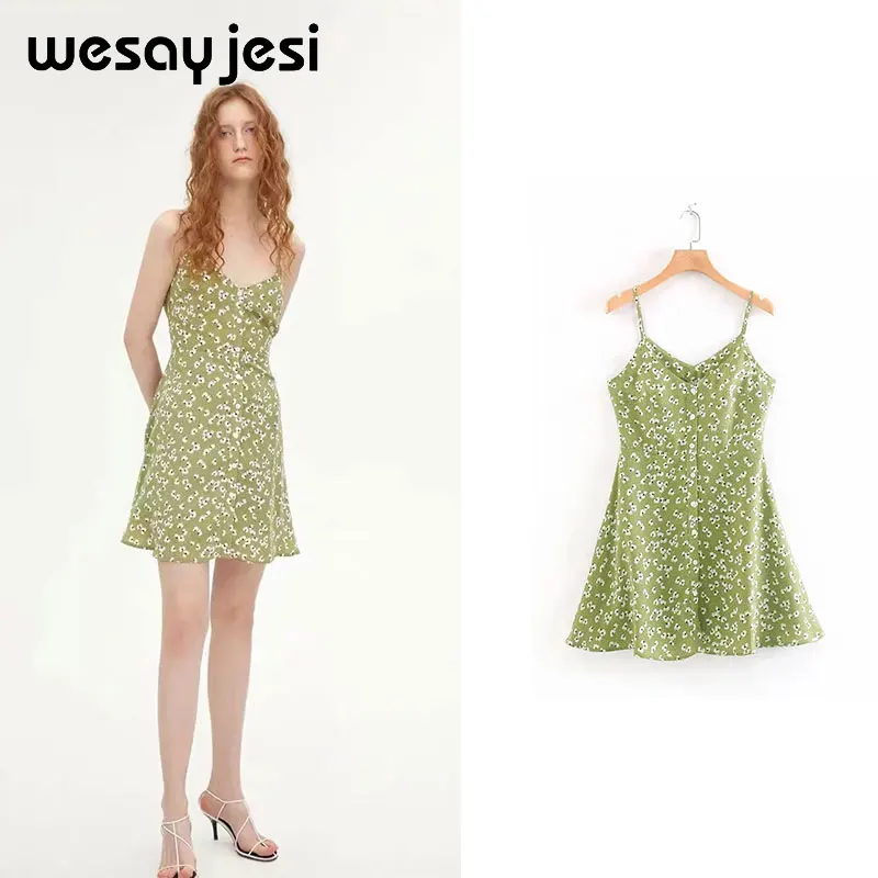 

2019 Za dress women summer vestidos england style sleeveless flower print v neck mini sexy dress vestidos de fiesta party dress