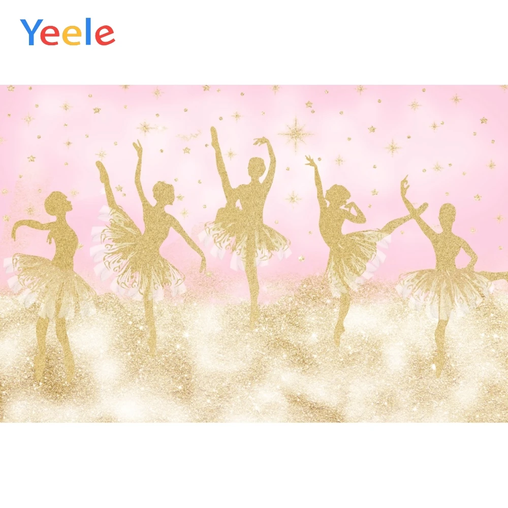

Yeele Golden Clouds Ballet Dancer Stars Pink Birthday Photography Backgrounds Customized Photographic Backdrops for Photo Studio