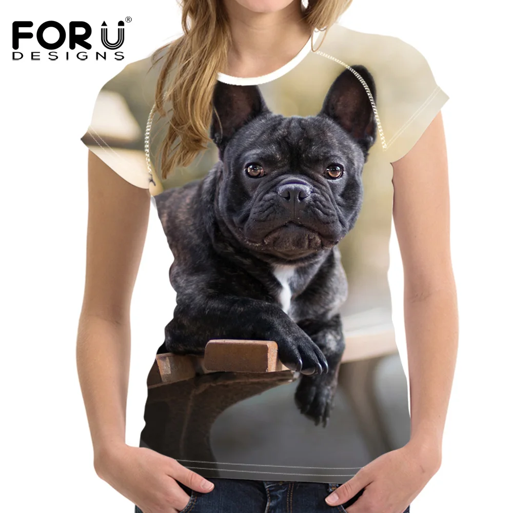 Футболка FORUDESIGNS SharPei для женщин летние эластичные облегающие повседневные