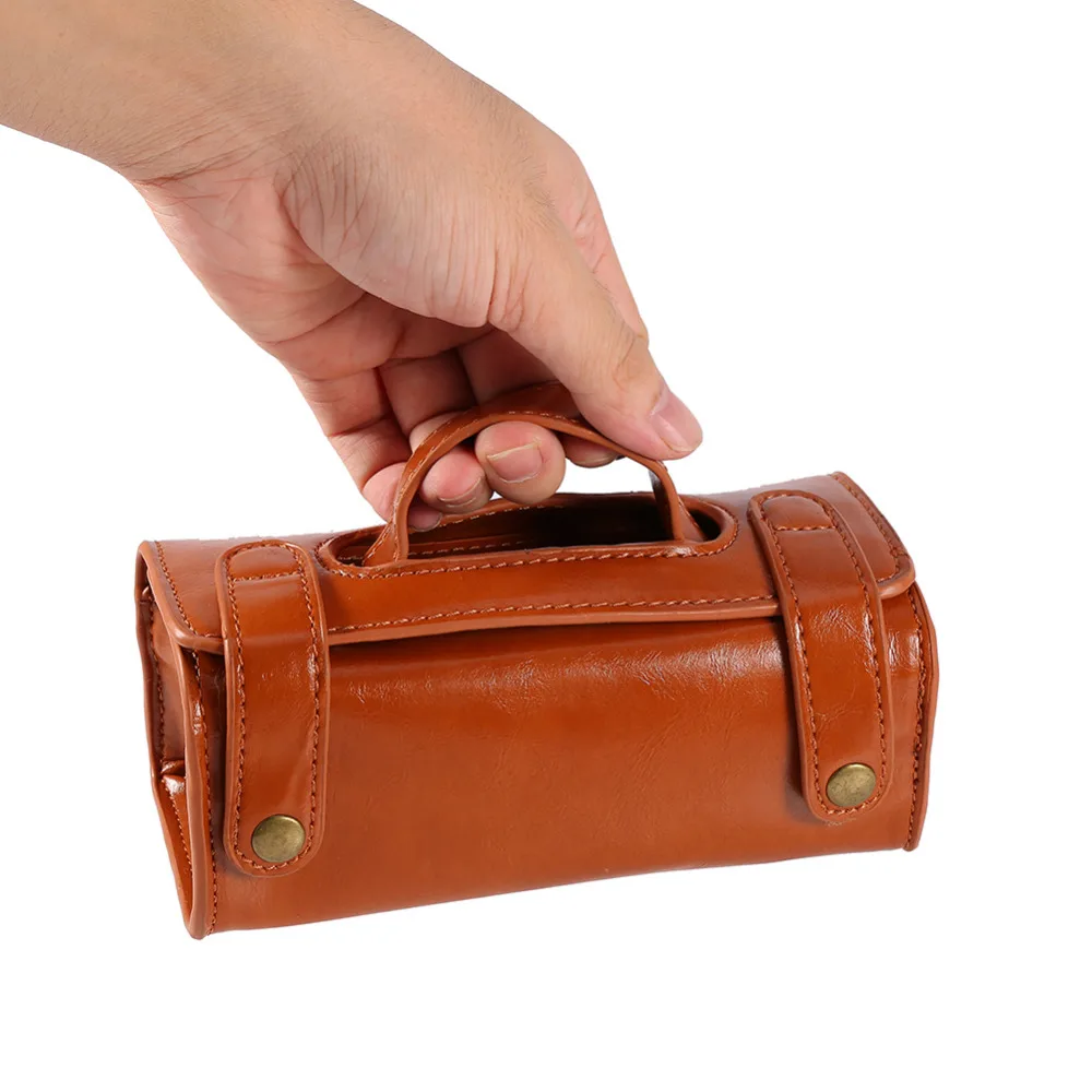 

Brown PU Leather Men's Shaving Brush Razor Toiletry Bag Waterproof Portable Pouch Shaving Bag Durable Jewelry Packaging Bag